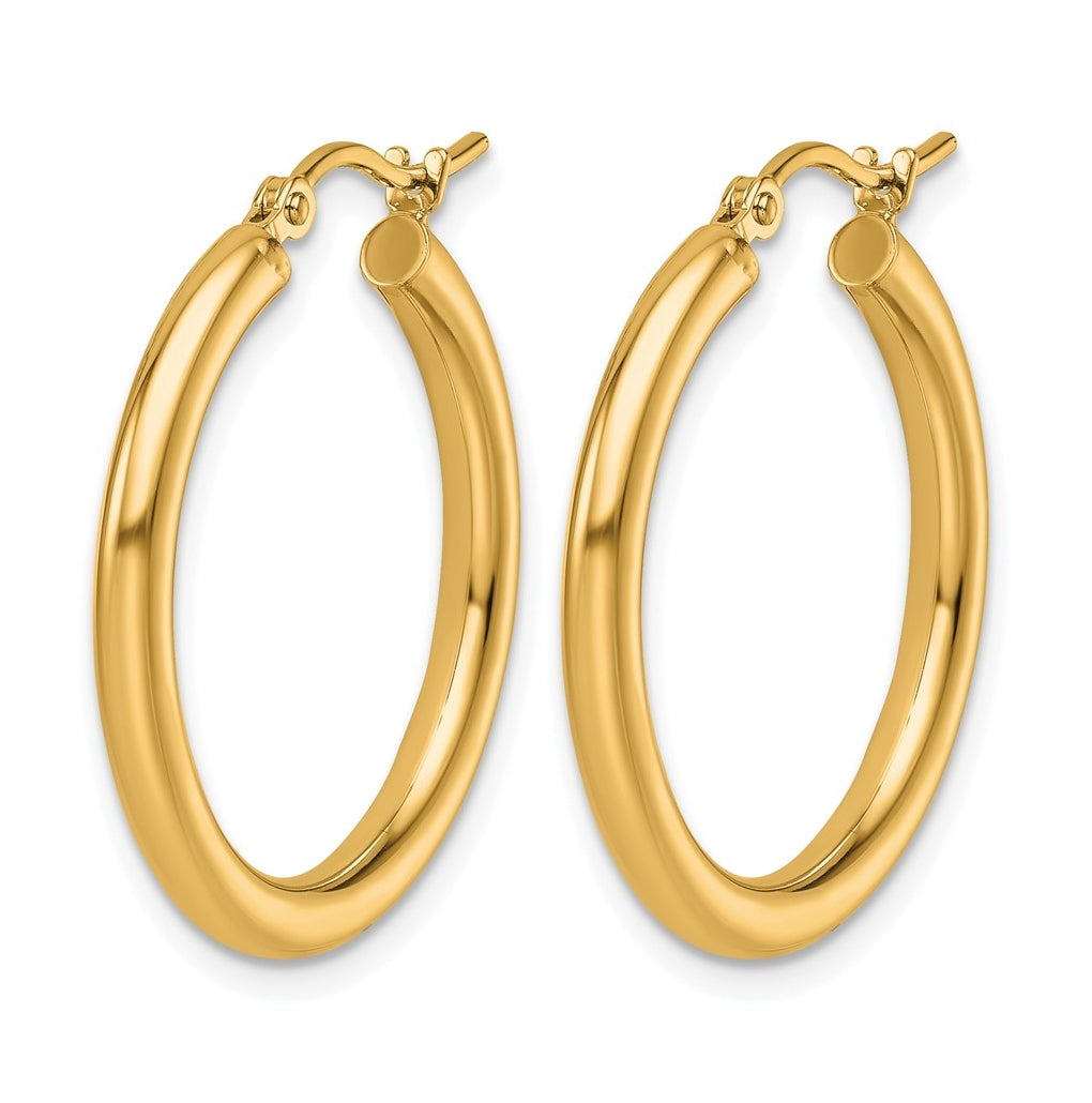 10k Yellow Or White Gold Polished 2.5mm Lightweight Tube Hoop Earrings