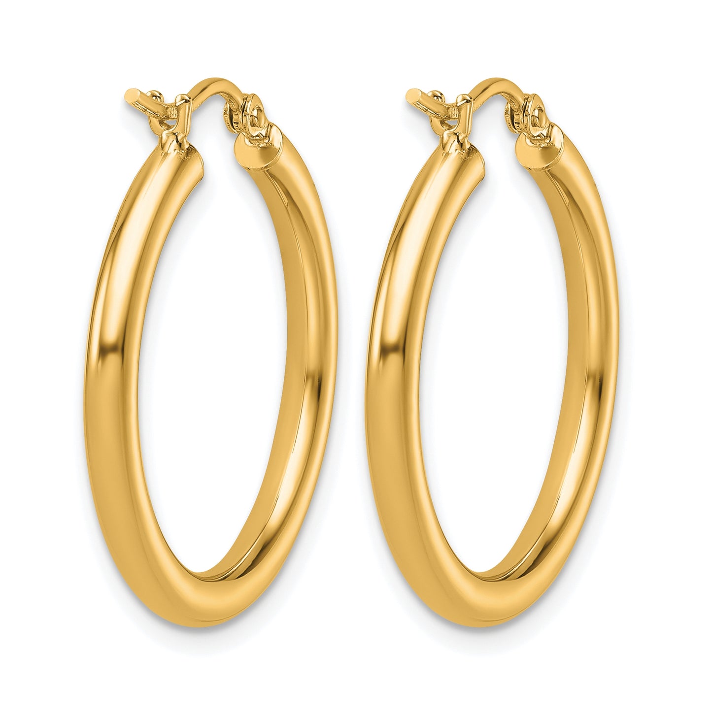 10k Yellow Or White Gold Polished 2.5mm Lightweight Tube Hoop Earrings