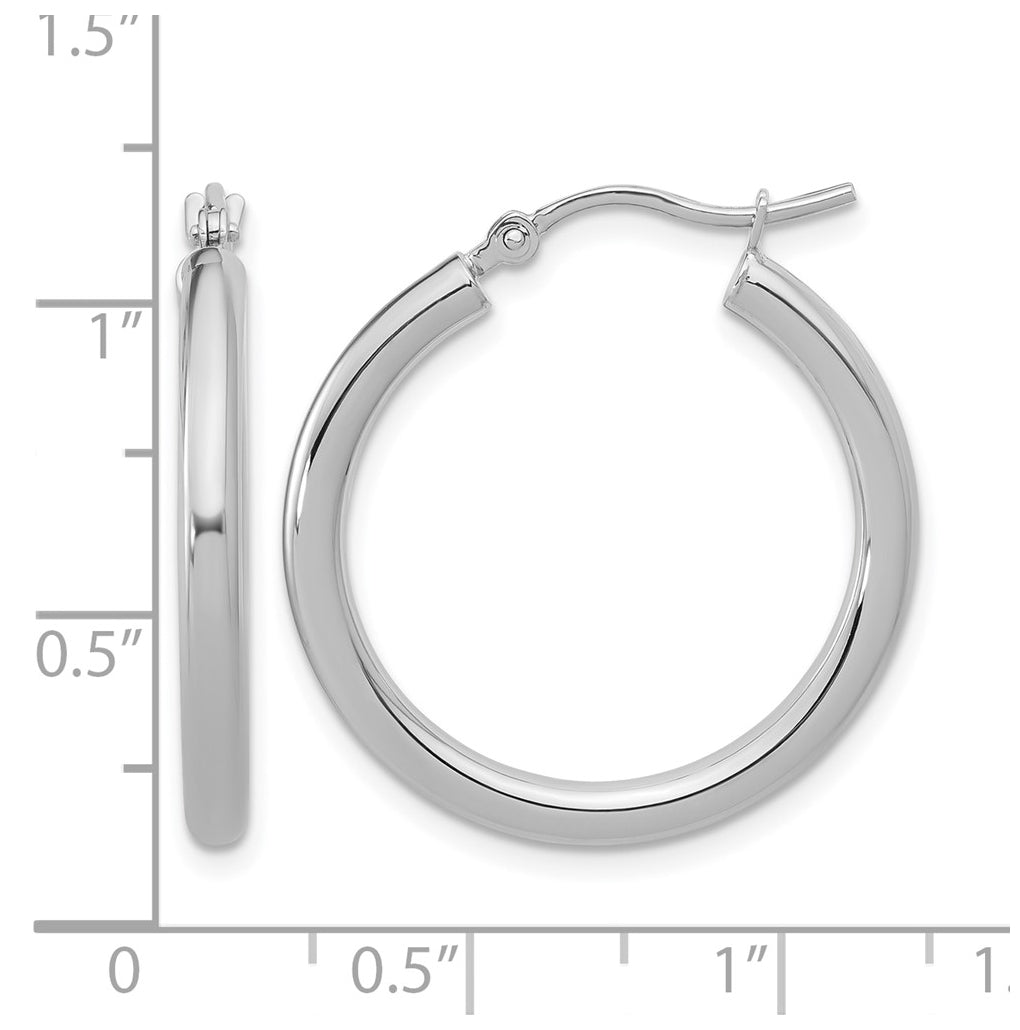 10k Yellow Or White Gold Polished 2.5mm Lightweight Tube Hoop Earrings