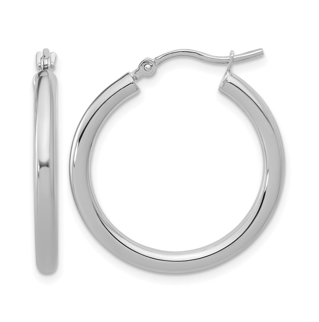 10k Yellow Or White Gold Polished 2.5mm Lightweight Tube Hoop Earrings