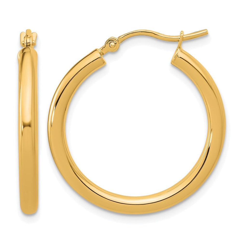 10k Yellow Or White Gold Polished 2.5mm Lightweight Tube Hoop Earrings