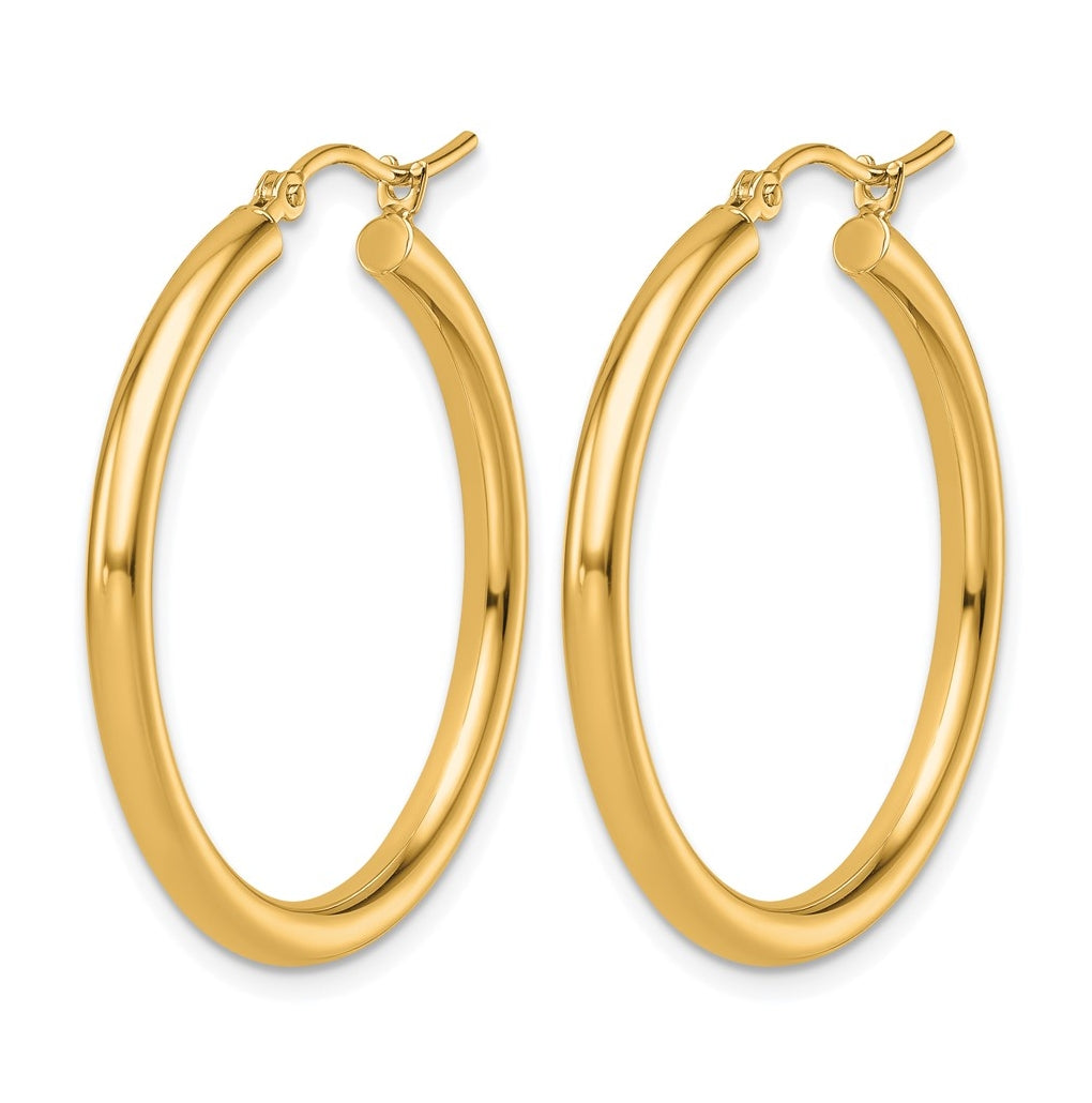 10k Yellow Or White Gold Polished 2.5mm Lightweight Tube Hoop Earrings