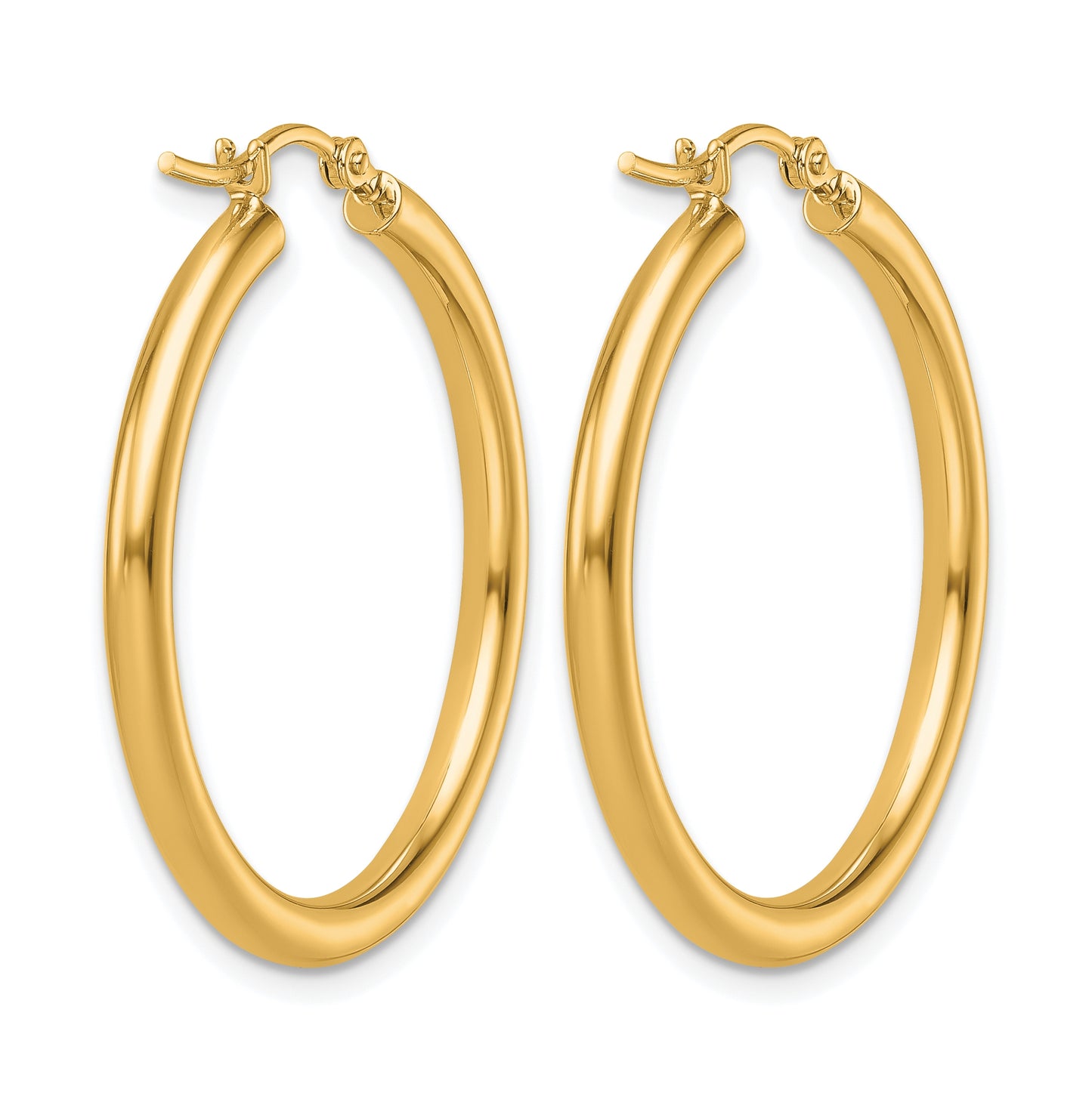 10k Yellow Or White Gold Polished 2.5mm Lightweight Tube Hoop Earrings