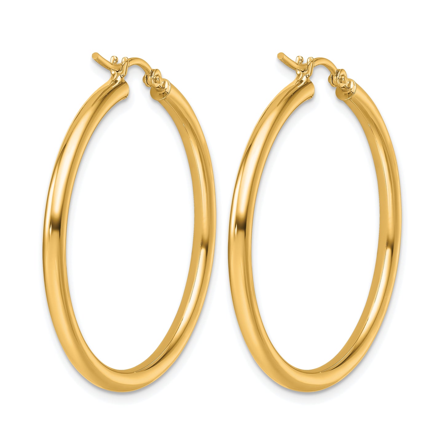 10k Yellow Or White Gold Polished 2.5mm Lightweight Tube Hoop Earrings