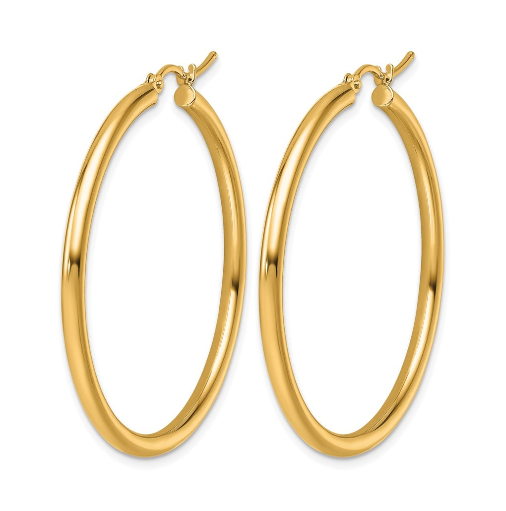10k Yellow Or White Gold Polished 2.5mm Lightweight Tube Hoop Earrings