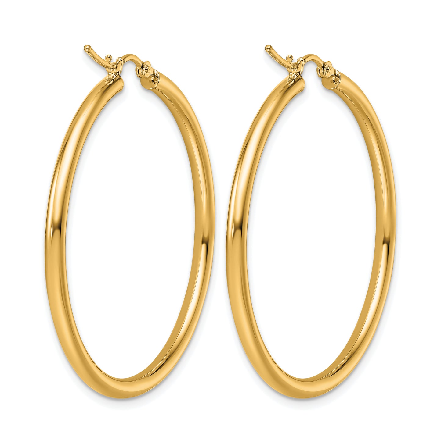 10k Yellow Or White Gold Polished 2.5mm Lightweight Tube Hoop Earrings