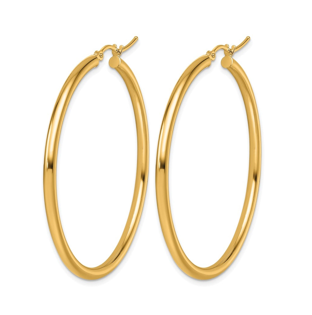 10k Yellow Or White Gold Polished 2.5mm Lightweight Tube Hoop Earrings