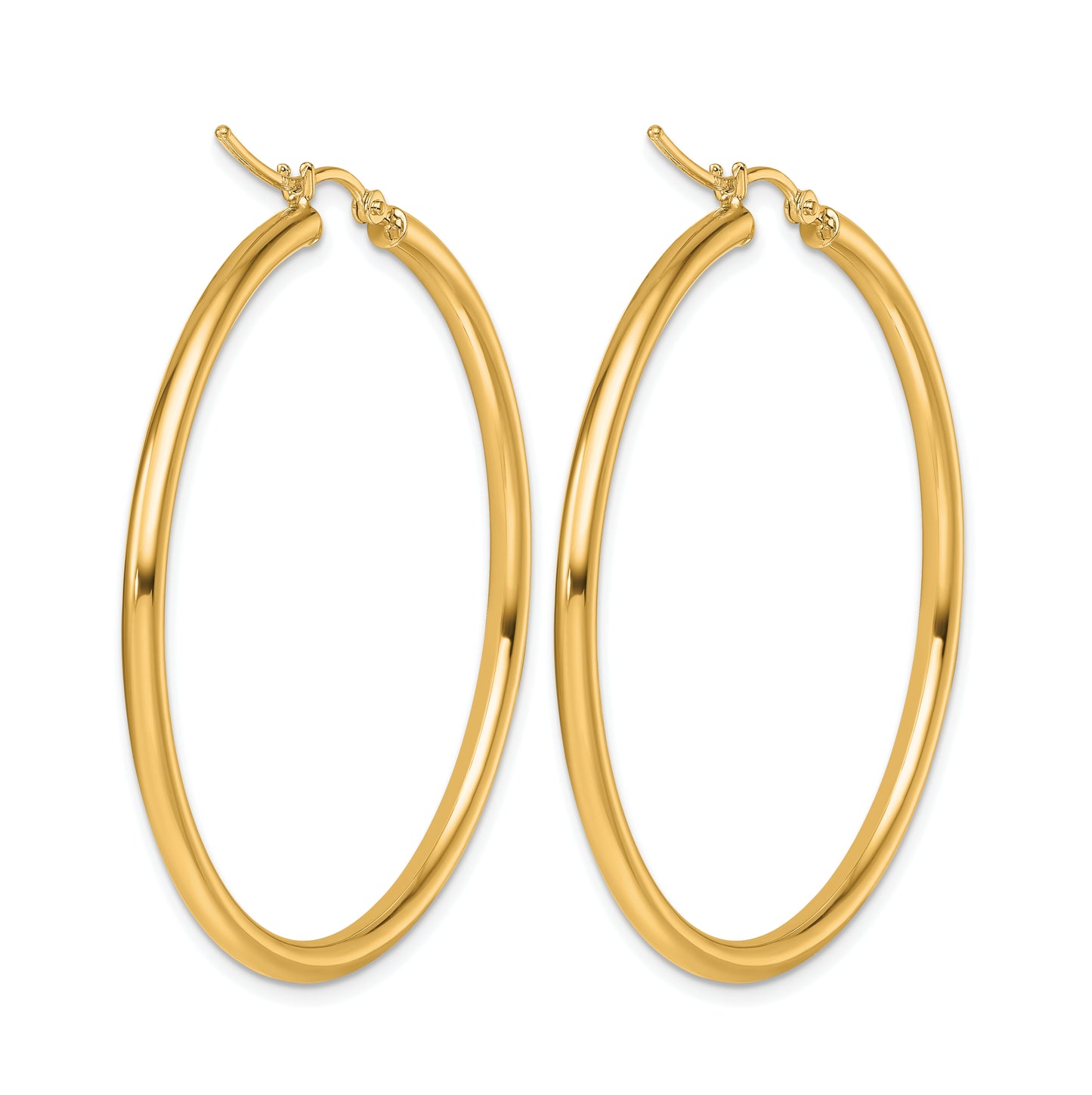 10k Yellow Or White Gold Polished 2.5mm Lightweight Tube Hoop Earrings