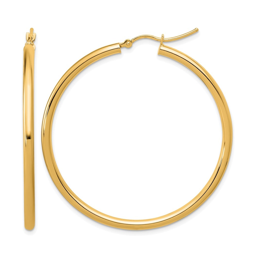 10k Yellow Or White Gold Polished 2.5mm Lightweight Tube Hoop Earrings