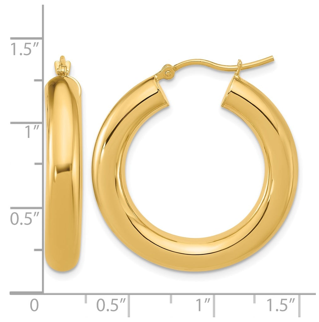10K Yellow Gold Polished 5mm Polished Hoop Earrings