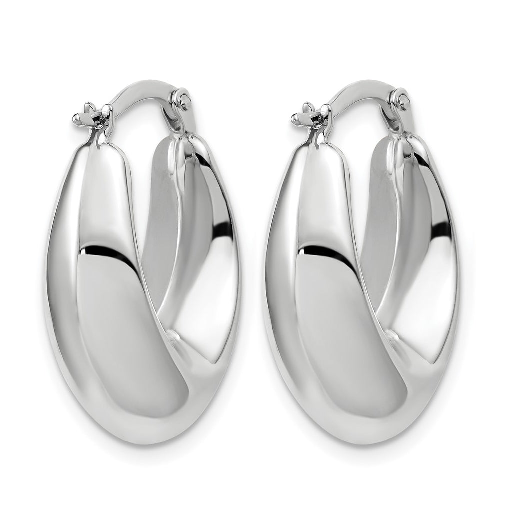 10K White Gold Polished Hoop Earrings