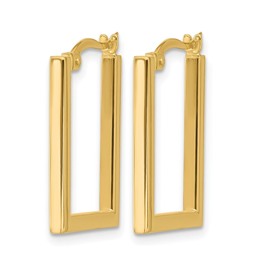 10k Yellow Gold Polished Rectangle Hoop Earrings