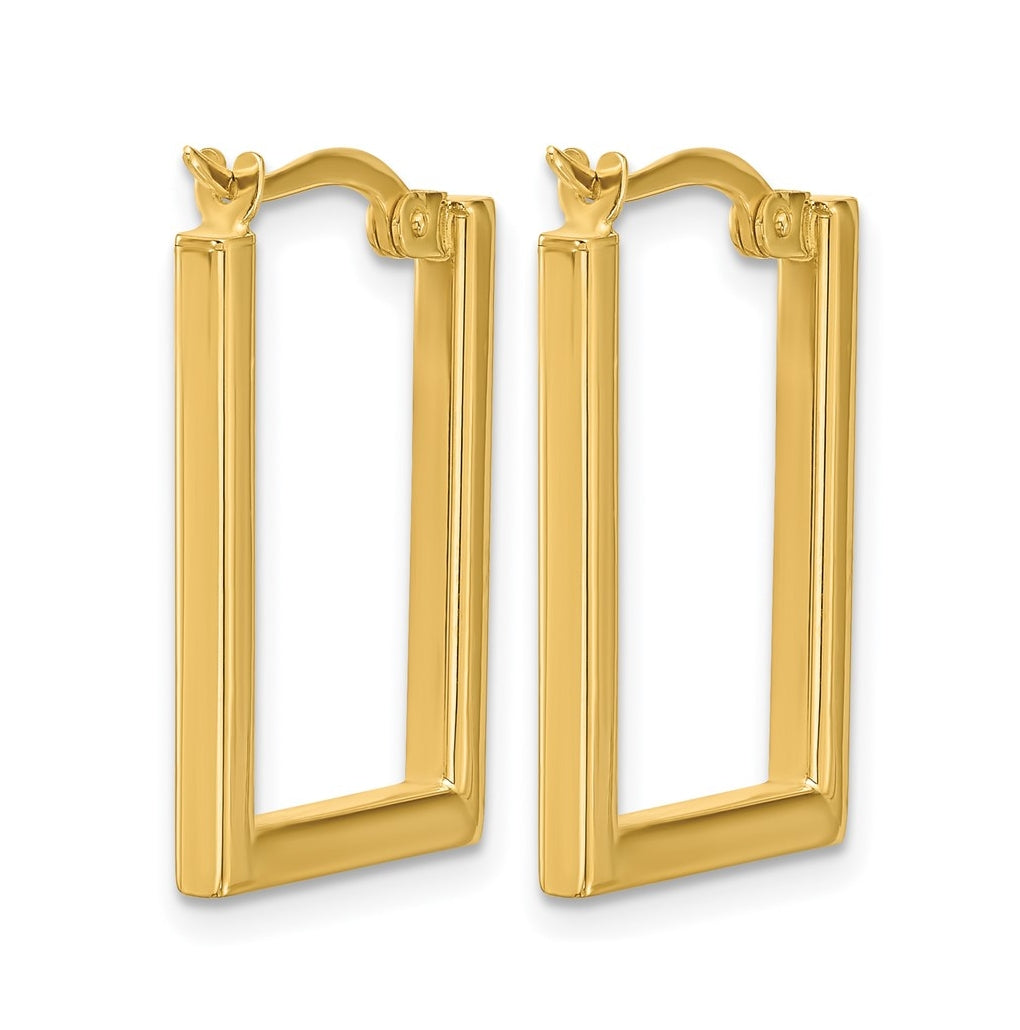 10k Yellow Gold Polished Rectangle Hoop Earrings