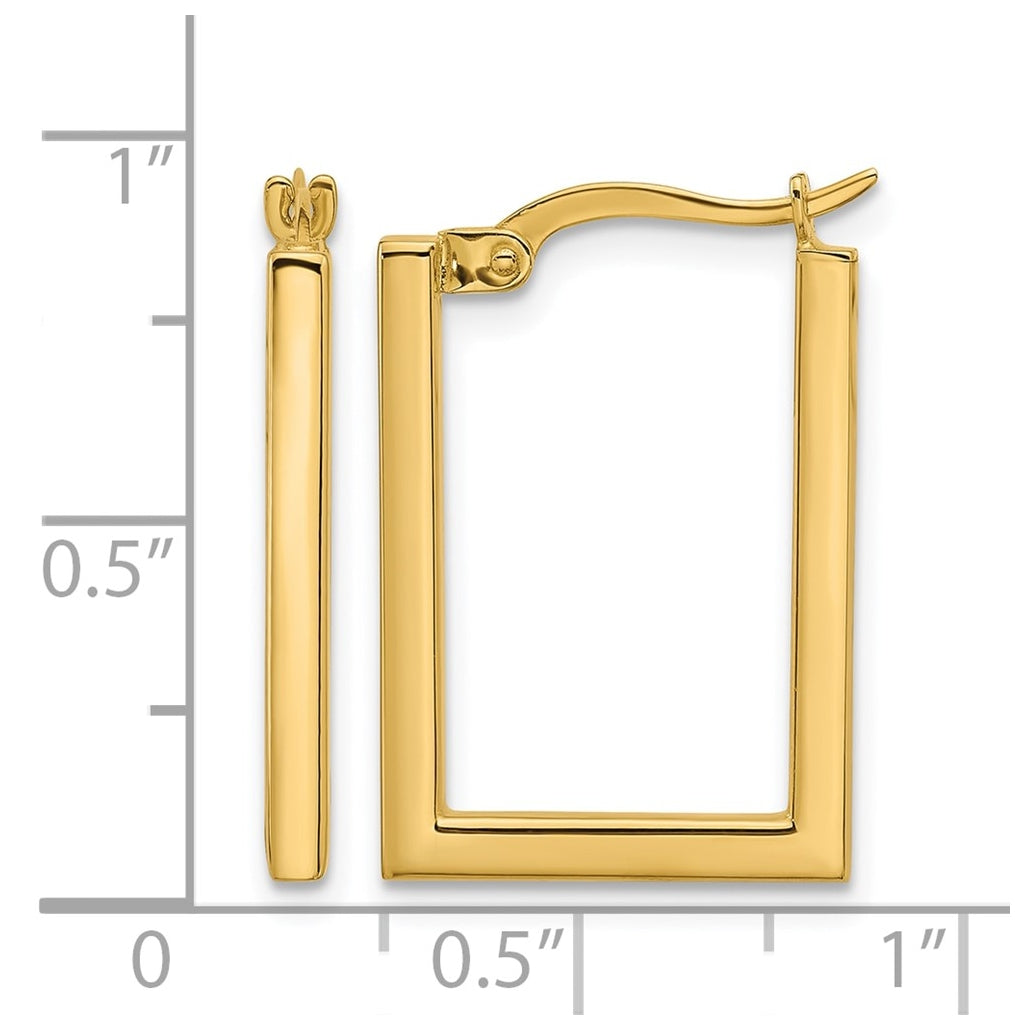 10k Yellow Gold Polished Rectangle Hoop Earrings