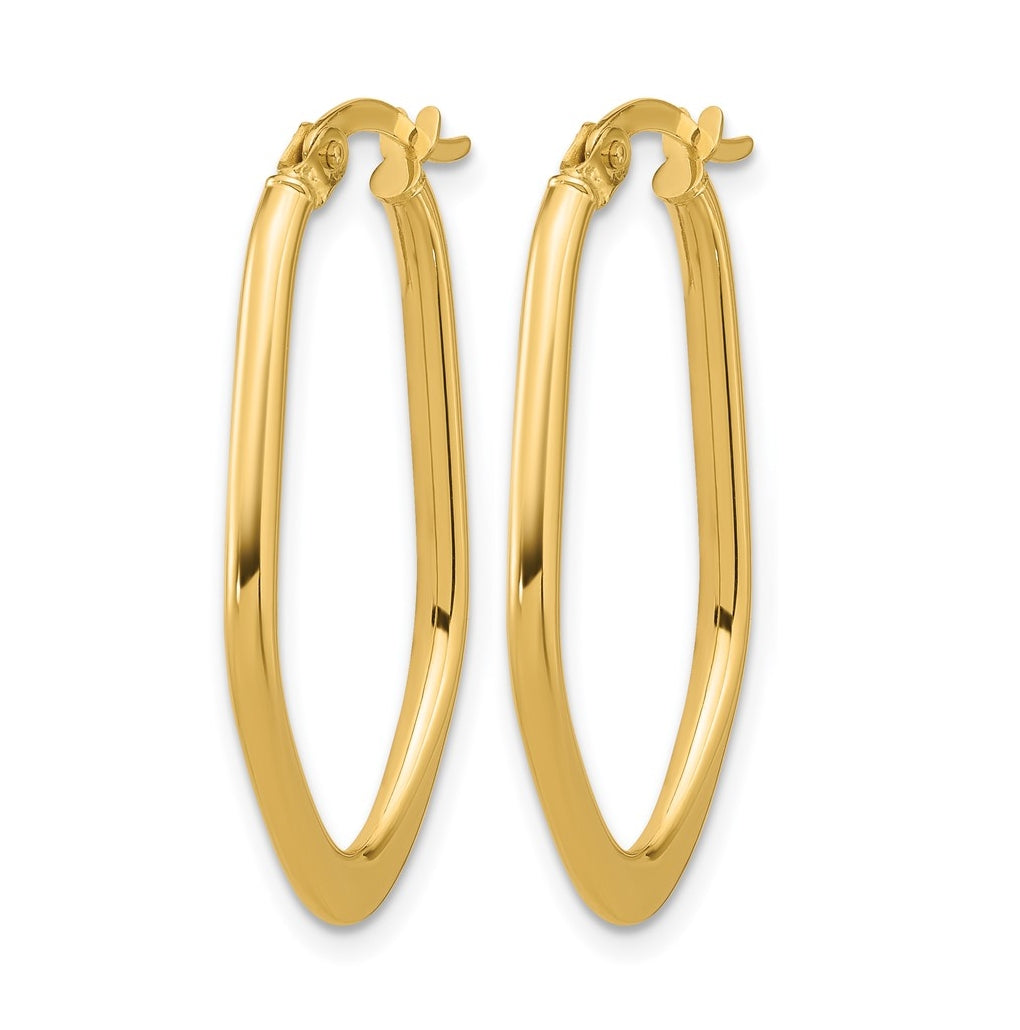 10k Yellow Gold Polished Oval Hoop Earrings