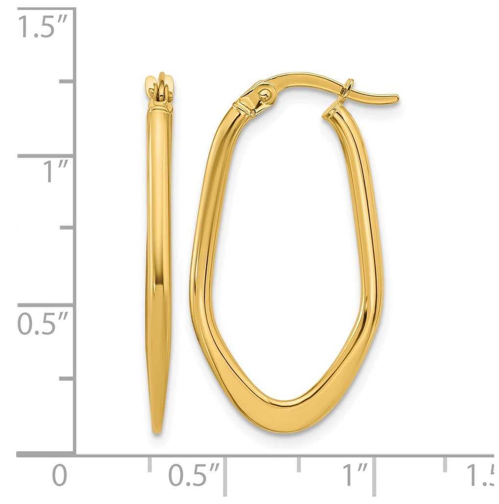 10k Yellow Gold Polished Oval Hoop Earrings