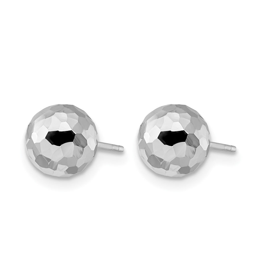 10K White Gold Polished Faceted Post Earrings