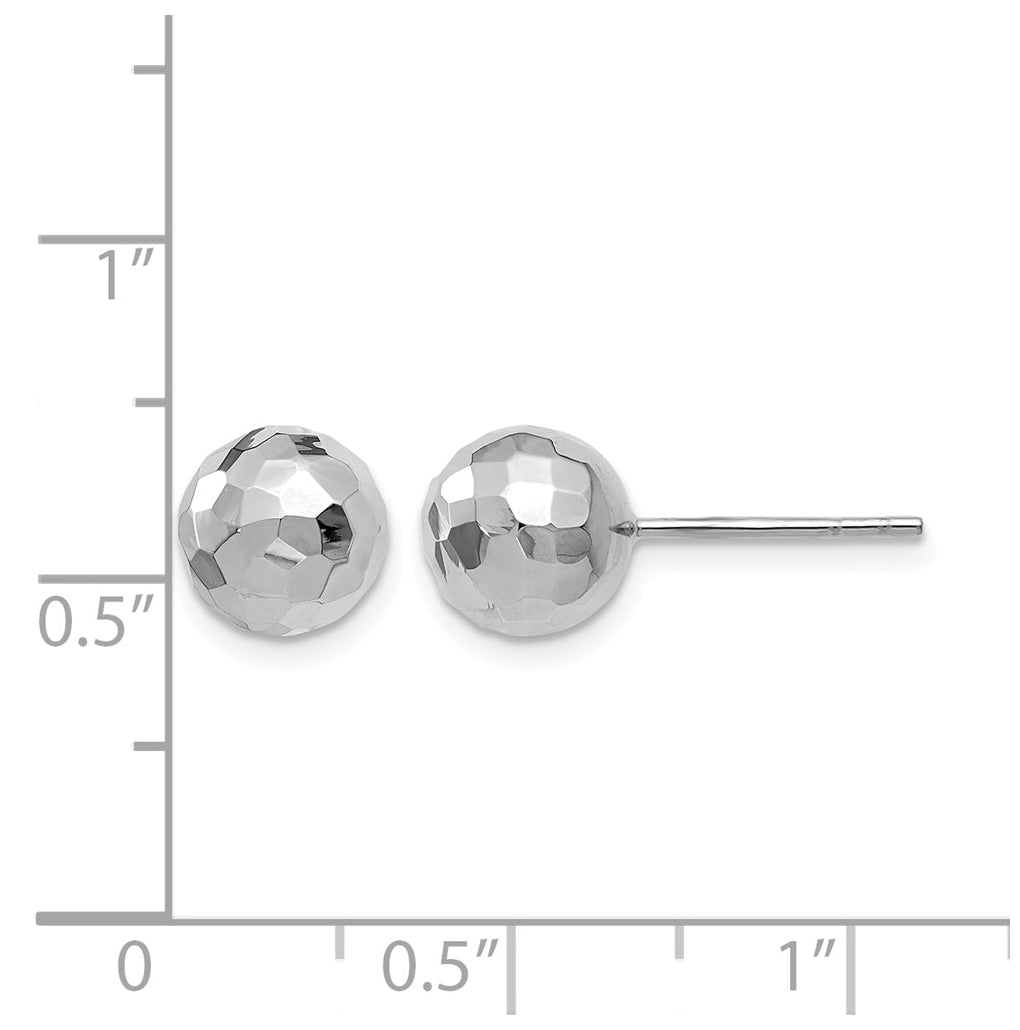 10K White Gold Polished Faceted Post Earrings