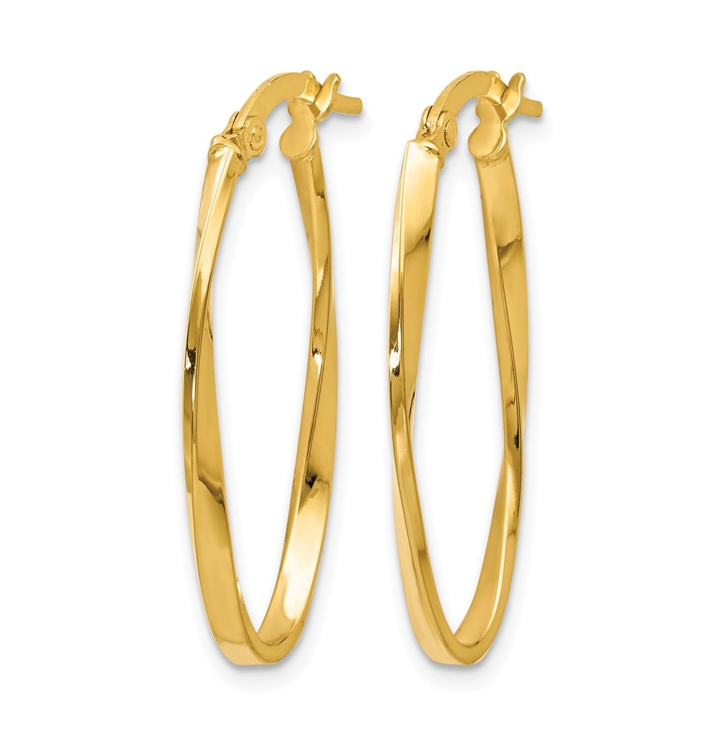 10k Yellow Gold Twisted Oval Hoop Earrings
