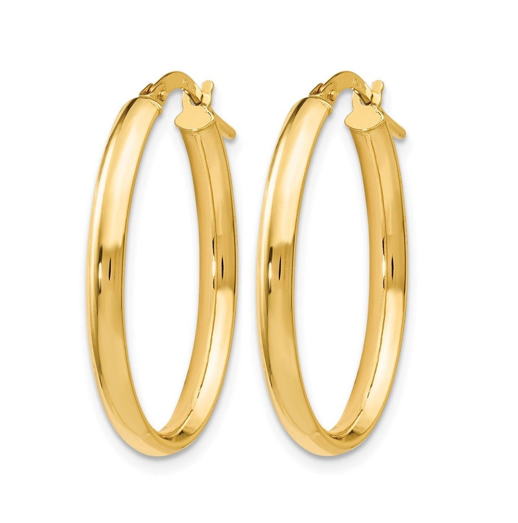 10k Yellow Gold Polished Oval Hoop Earrings