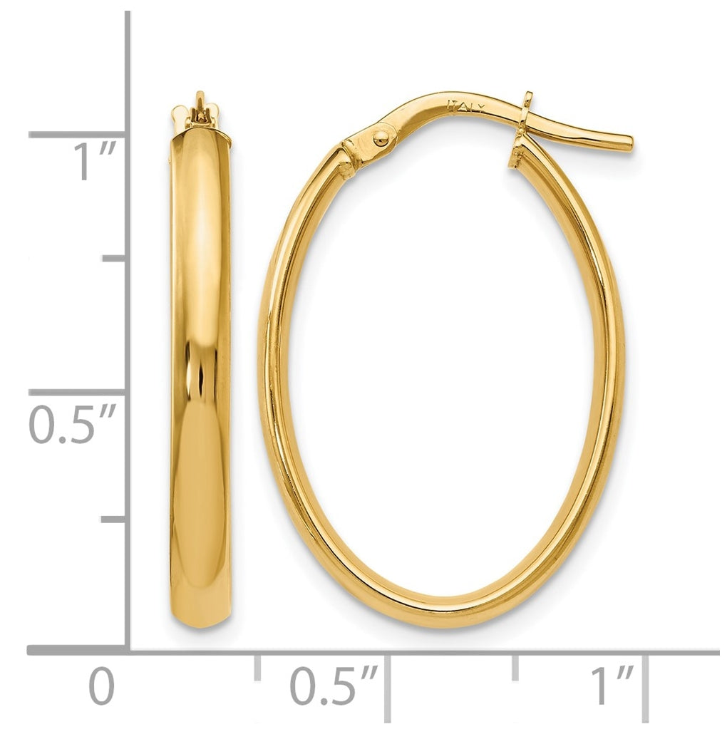 10k Yellow Gold Polished Oval Hoop Earrings