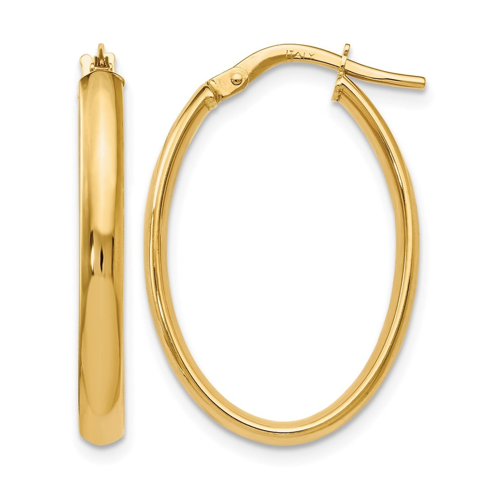 10k Yellow Gold Polished Oval Hoop Earrings