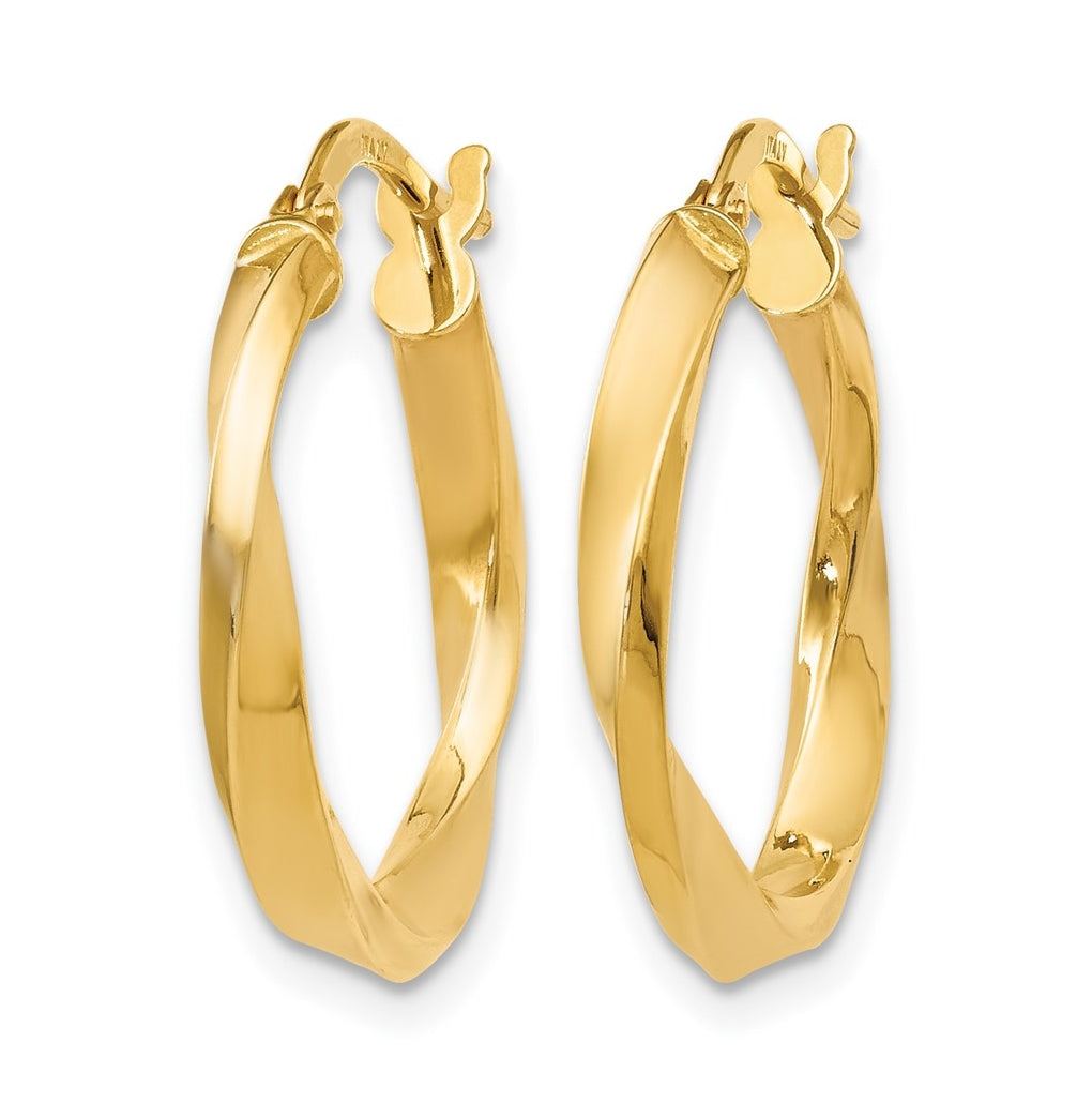 10k Yellow Gold Polished Twisted Hoop Earrings