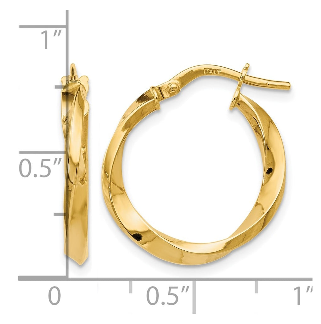 10k Yellow Gold Polished Twisted Hoop Earrings