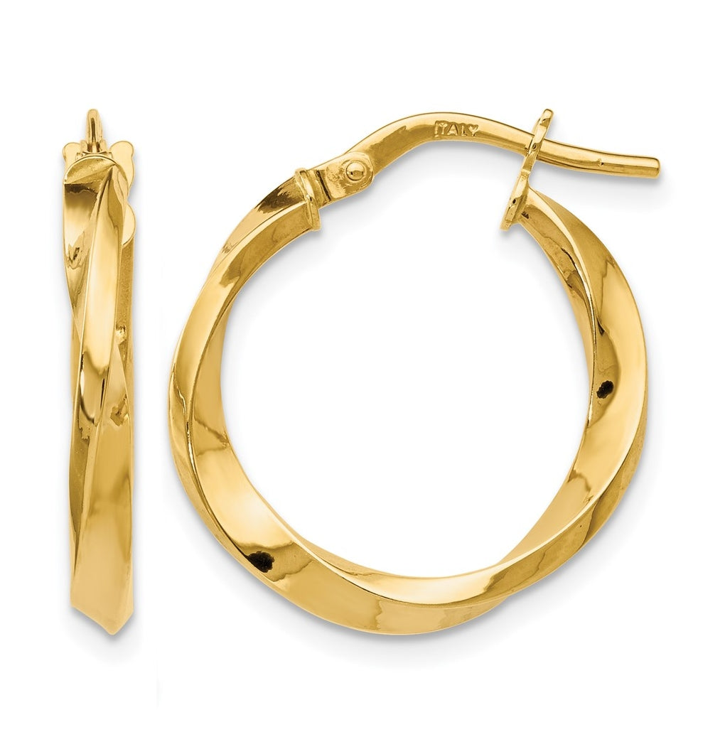 10k Yellow Gold Polished Twisted Hoop Earrings