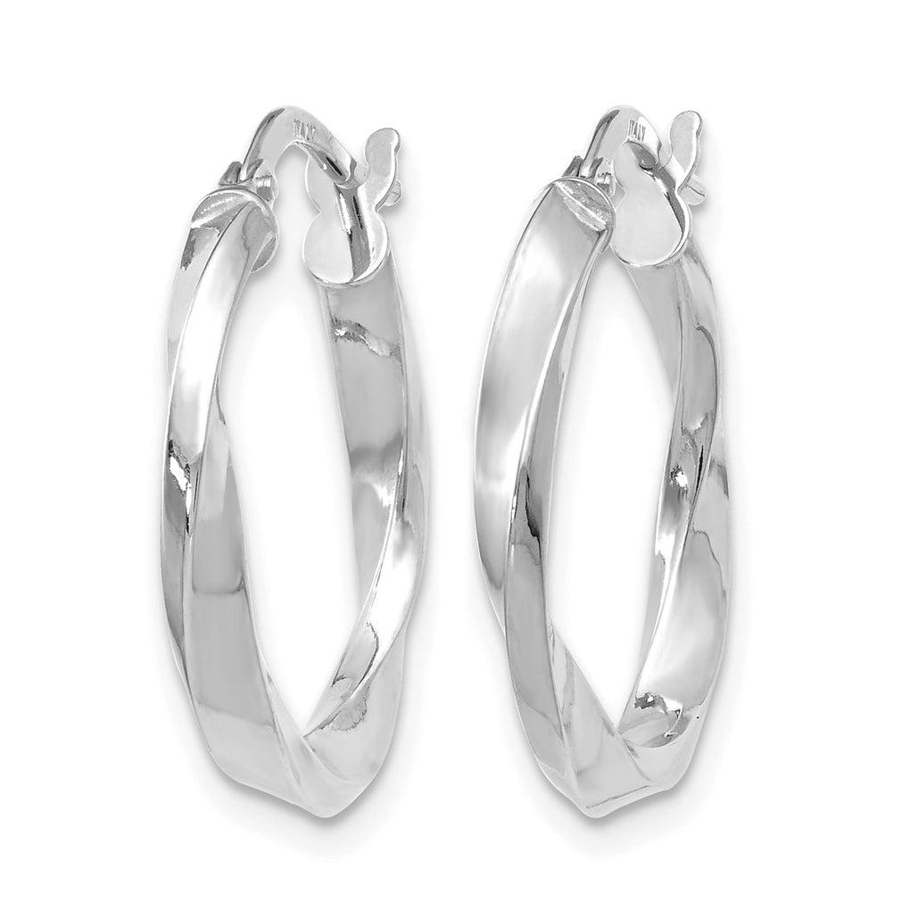 10K White Gold Polished Twisted Hoop Earrings