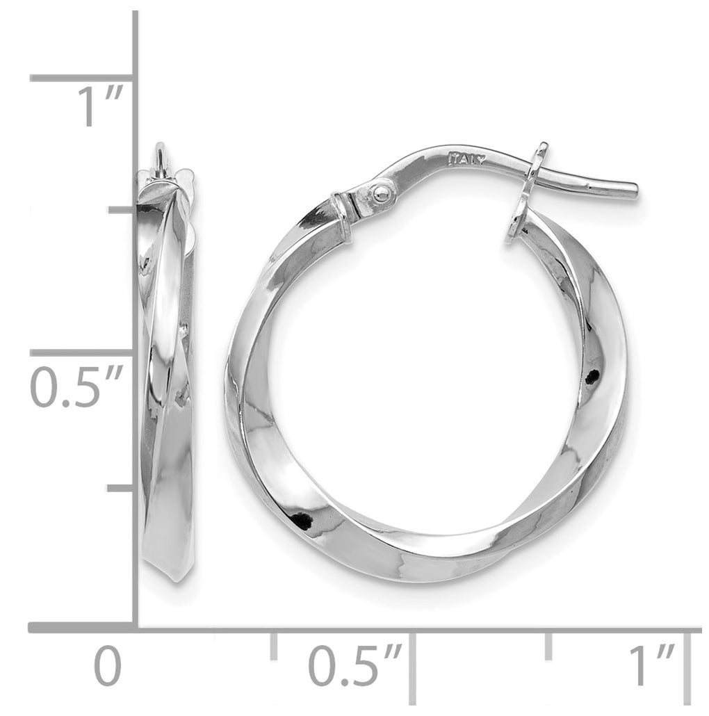 10K White Gold Polished Twisted Hoop Earrings