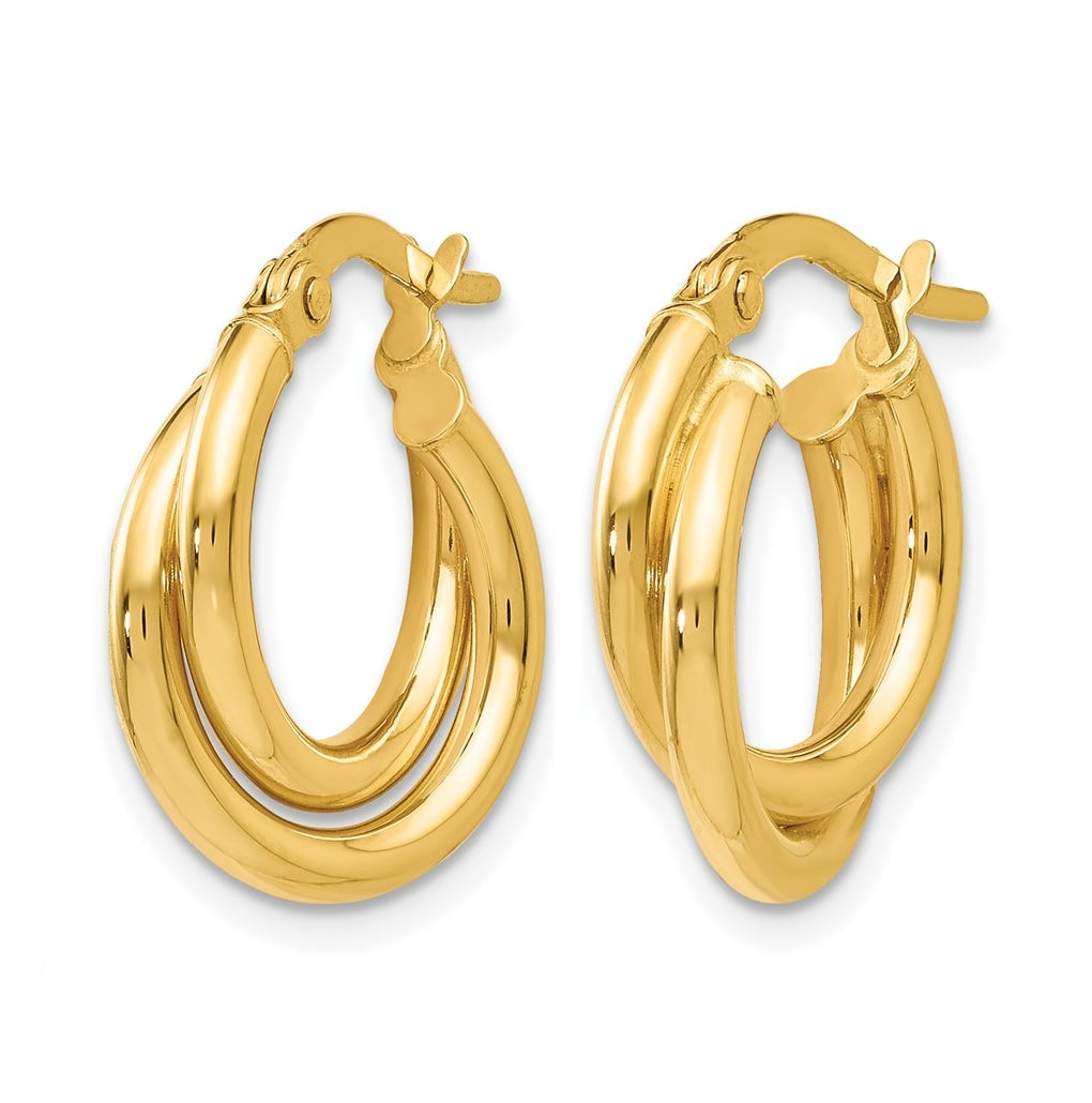 10k Yellow Gold Polished Twisted Double Hoop Earrings