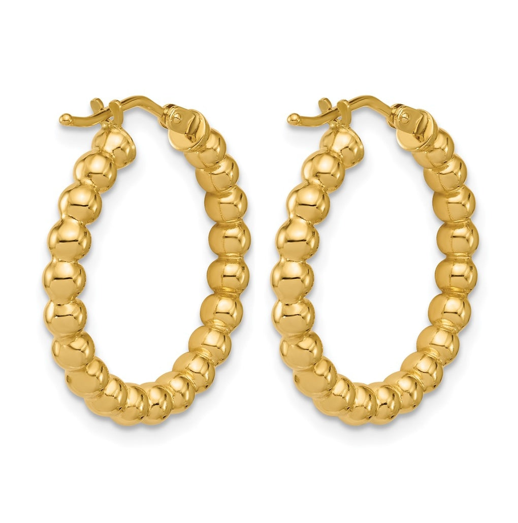 10k Yellow Gold Polished Beaded Round Hoop Earrings