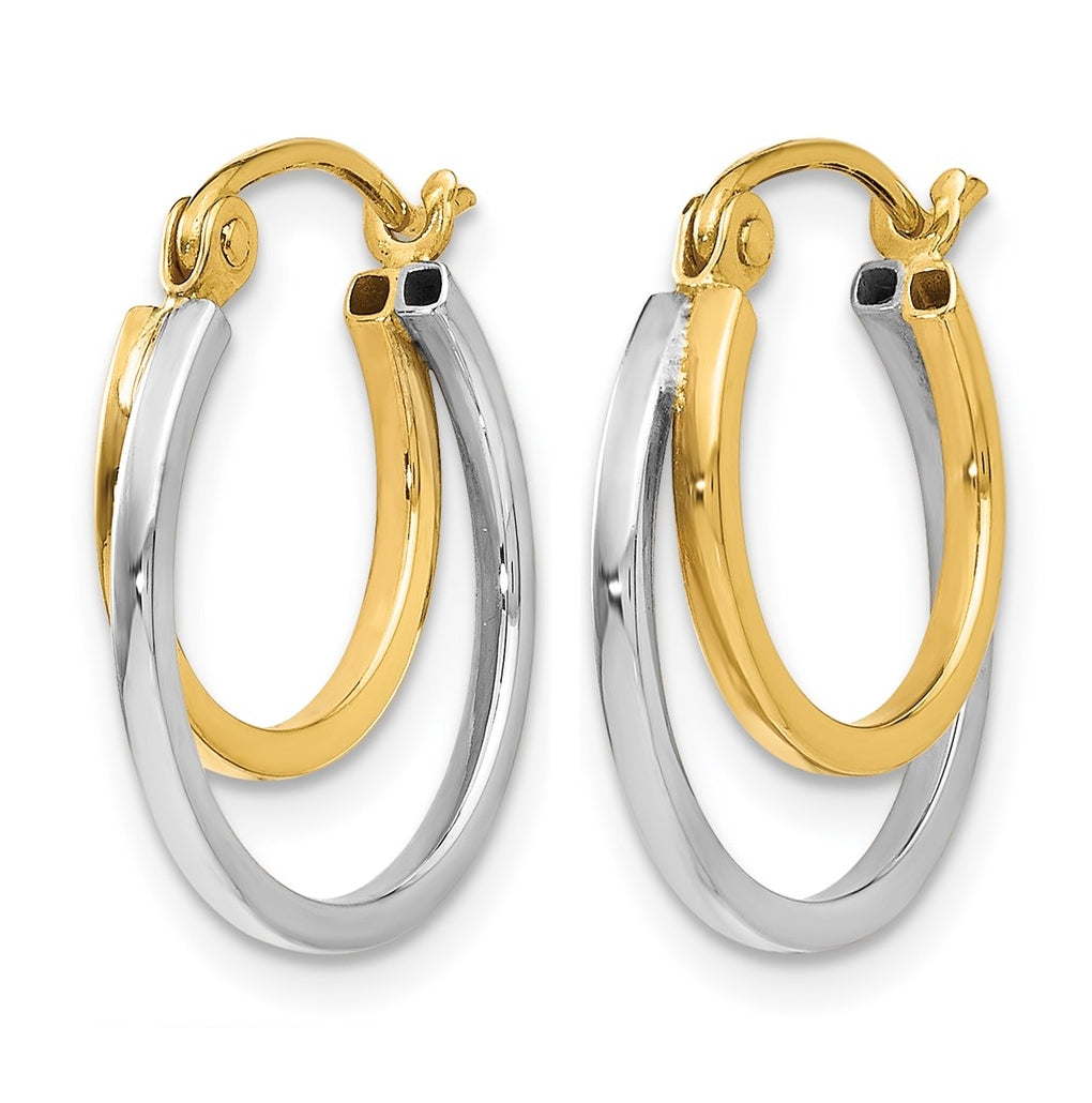 10K Two-tone Polished Hinged Hoop Earrings