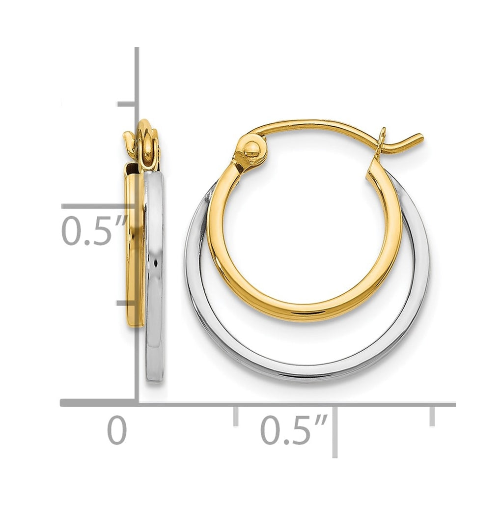 10K Two-tone Polished Hinged Hoop Earrings
