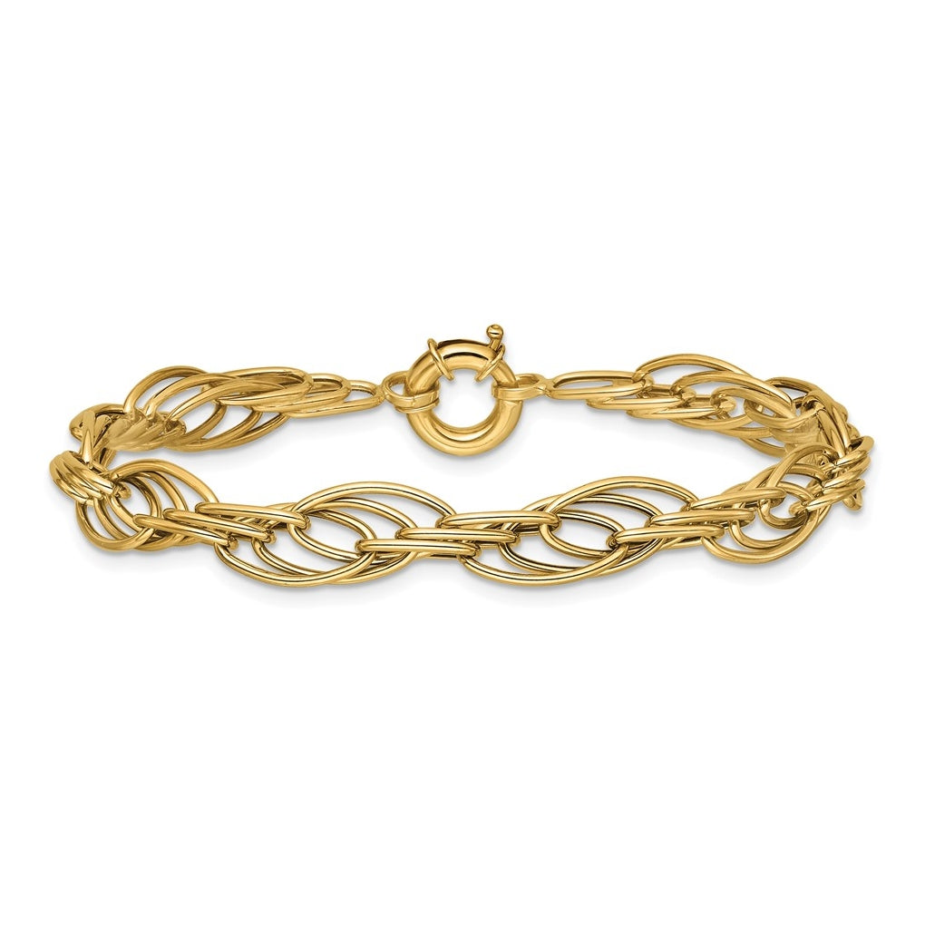 10k Yellow Gold Polished Fancy Oval Link Bracelet