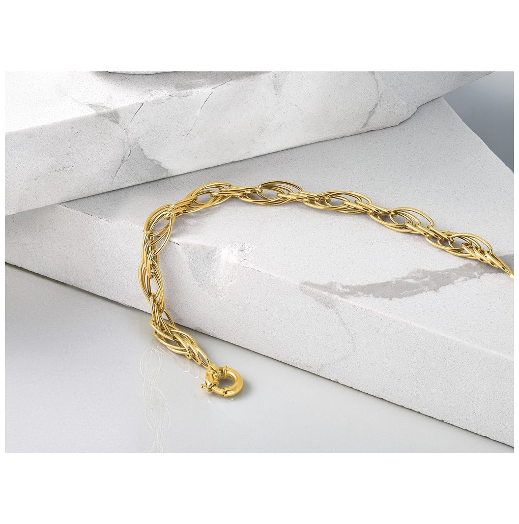 10k Yellow Gold Polished Fancy Oval Link Bracelet