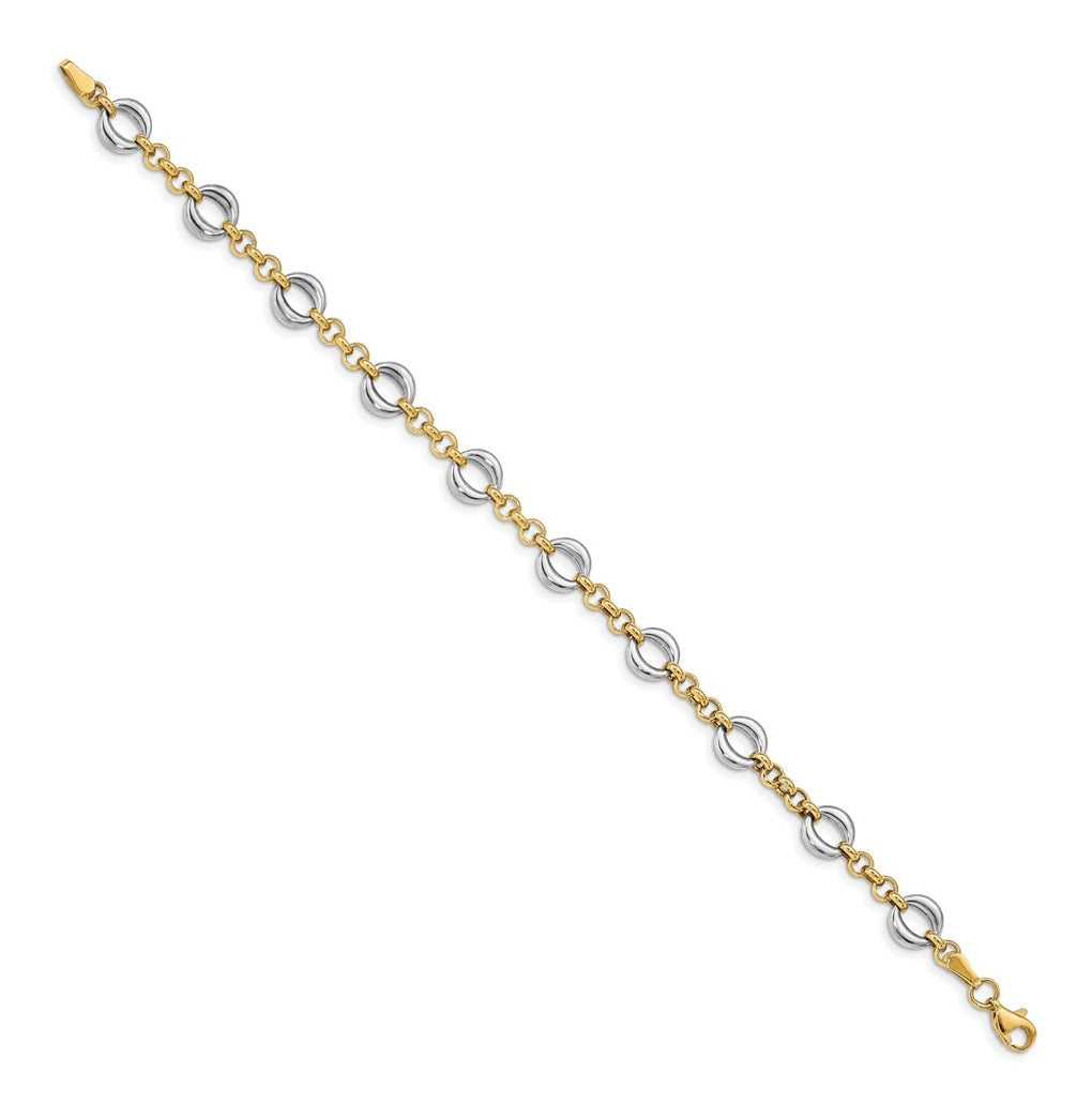 10K Two-tone Polished Fancy Link Bracelet