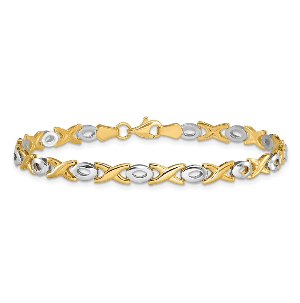 10K Two-tone Polished Bracelet