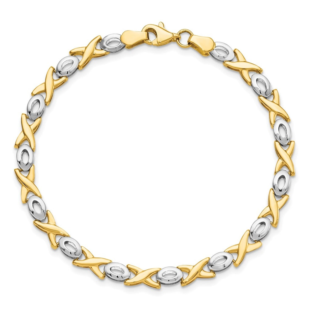 10K Two-tone Polished Bracelet