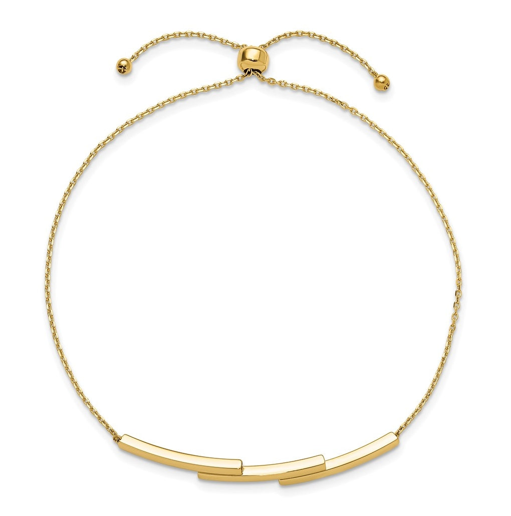 10k Yellow Gold Polished Bar Adjustable Bracelet
