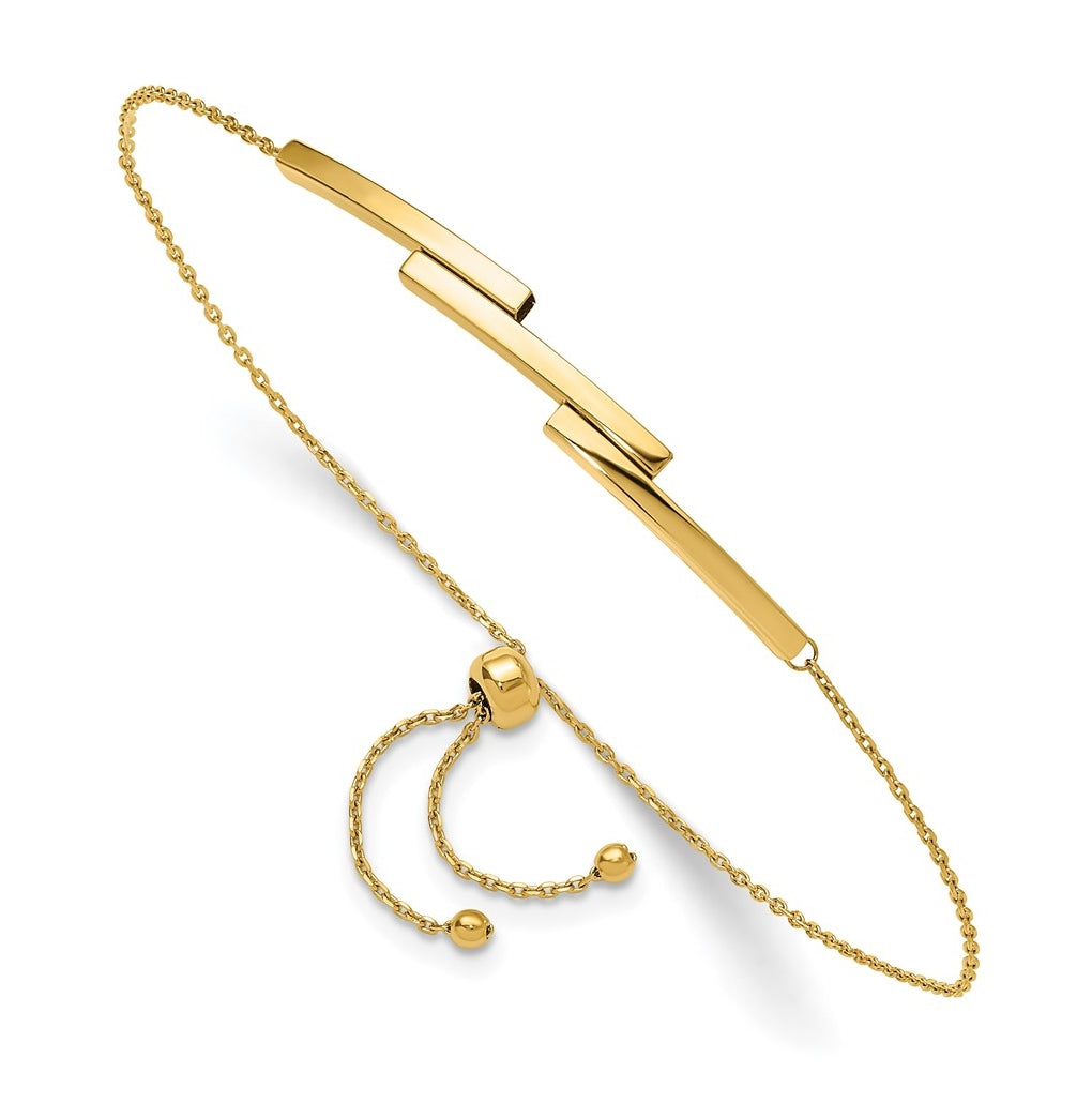 10k Yellow Gold Polished Bar Adjustable Bracelet
