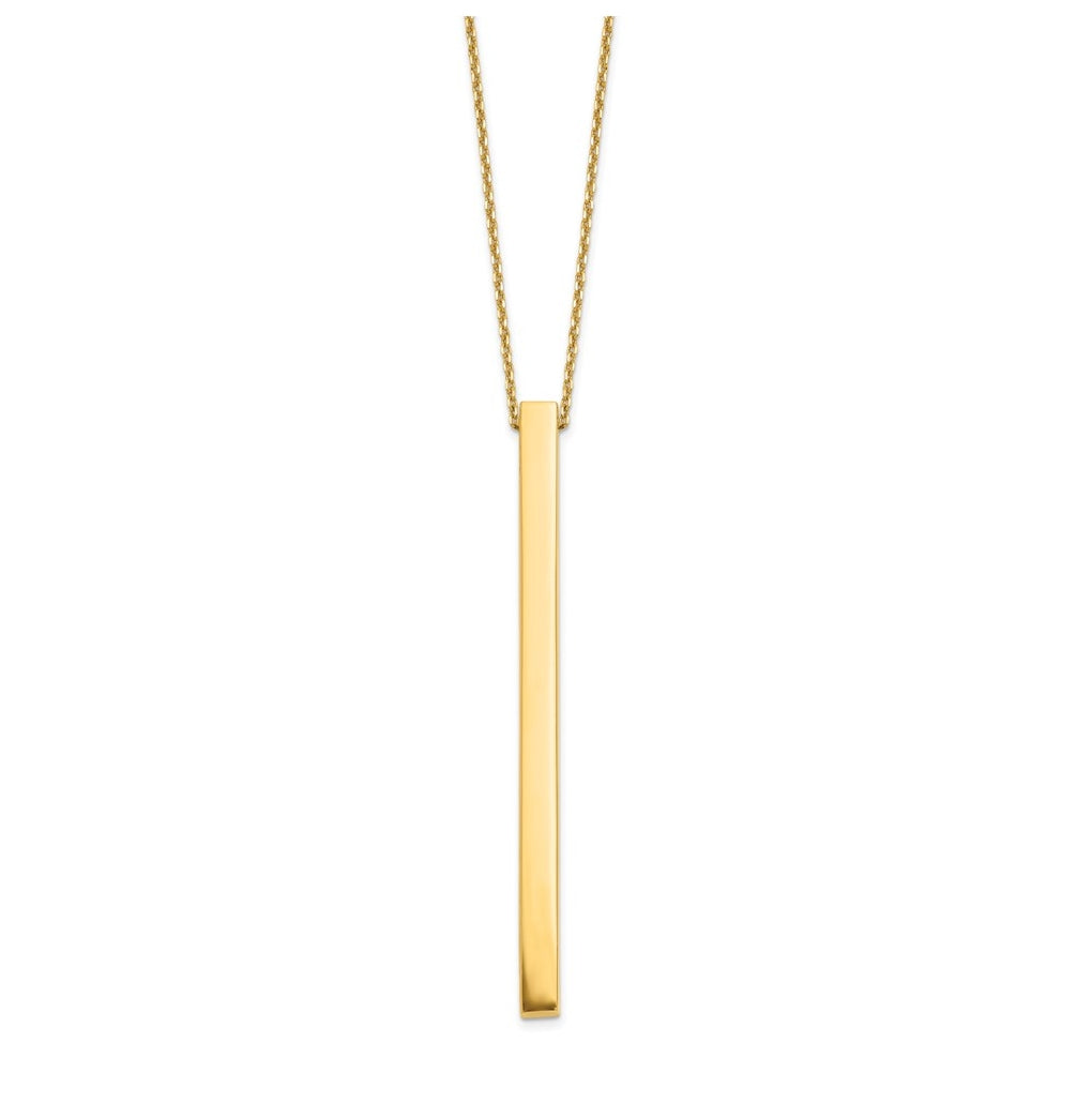 10k Yellow Gold Polished Bar w/2in ext. Necklace