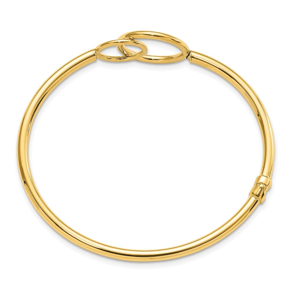 10k Yellow Gold Polished Double Circled Hinged Bangle