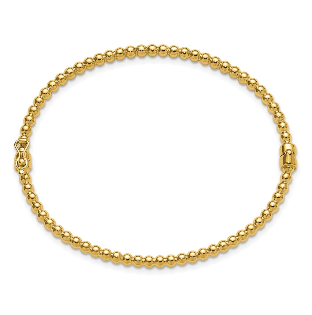 10k Yellow Gold Polished Beaded Hinged Bangle