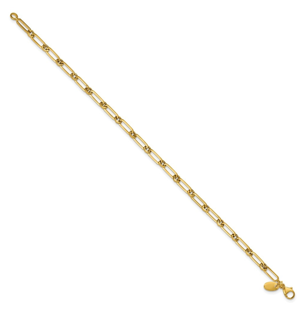 10k Yellow Gold Polished Fancy Paperclip Link Bracelet