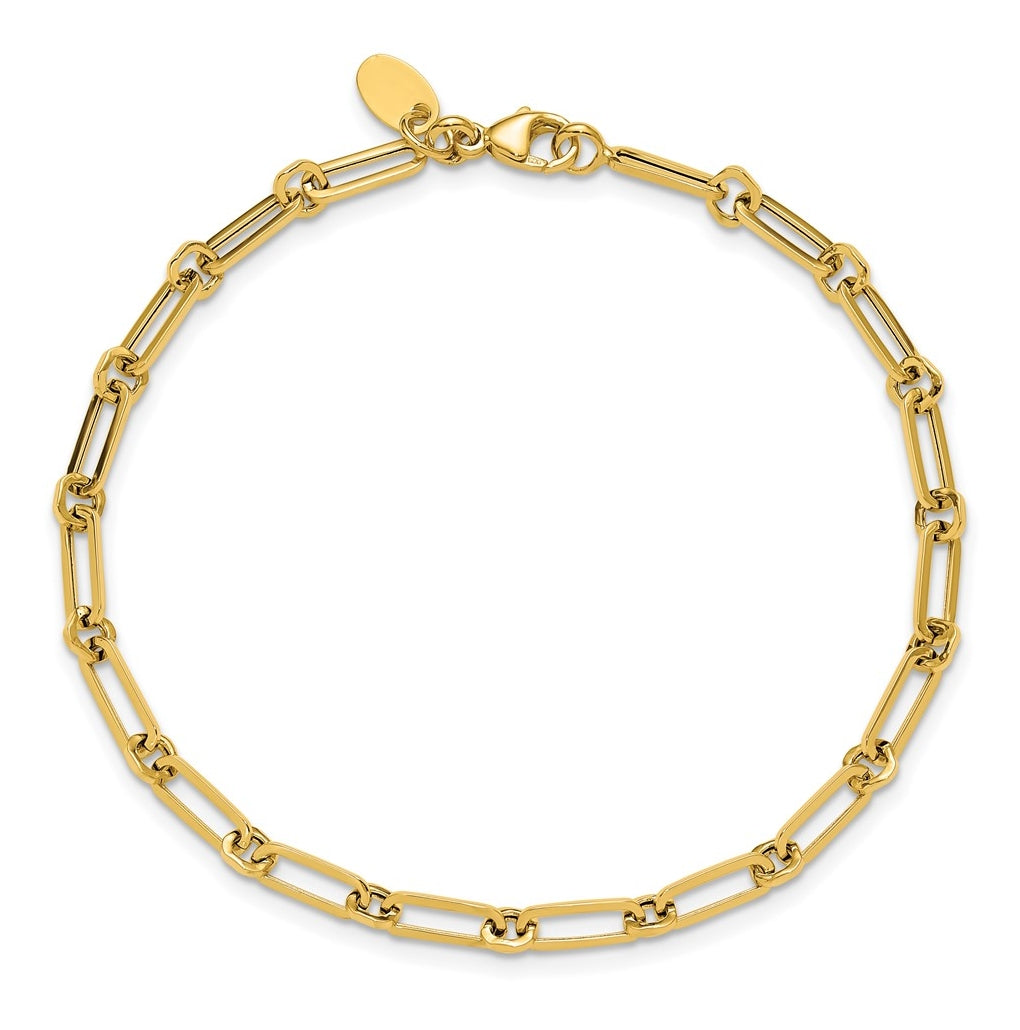 10k Yellow Gold Polished Fancy Paperclip Link Bracelet