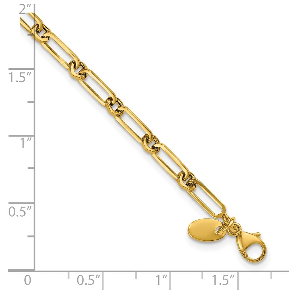 10k Yellow Gold Polished Fancy Paperclip Link Bracelet