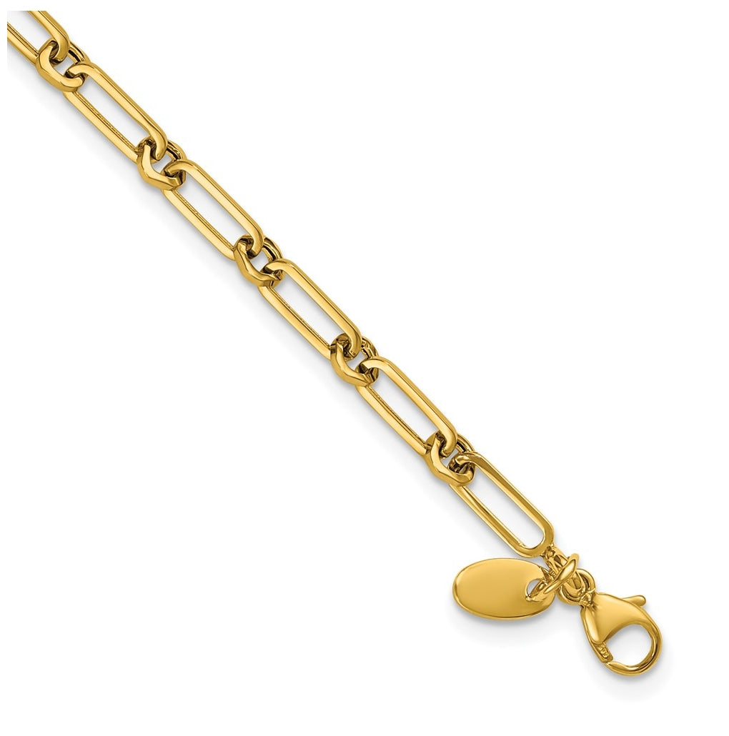 10k Yellow Gold Polished Fancy Paperclip Link Bracelet