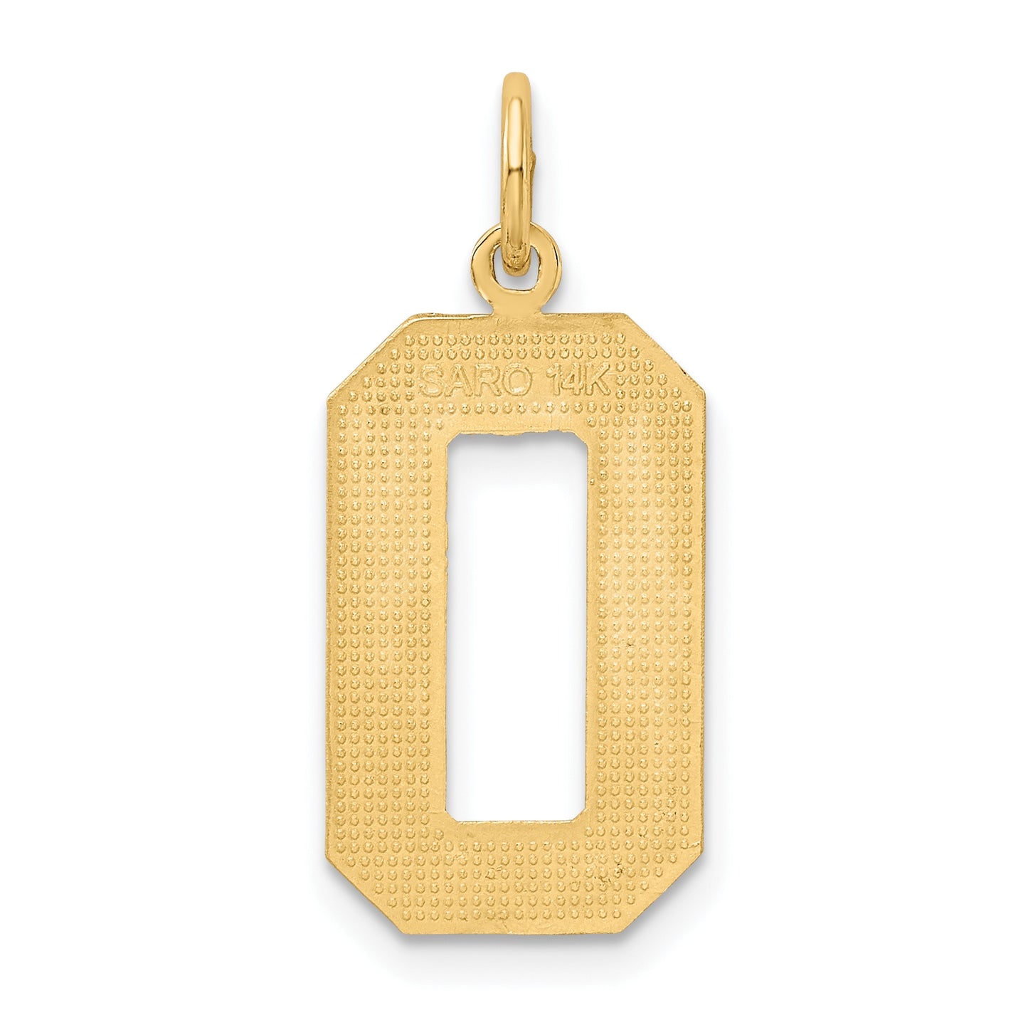 10K Yellow Gold Large Brushed Diamond-cut Number 0 Charm